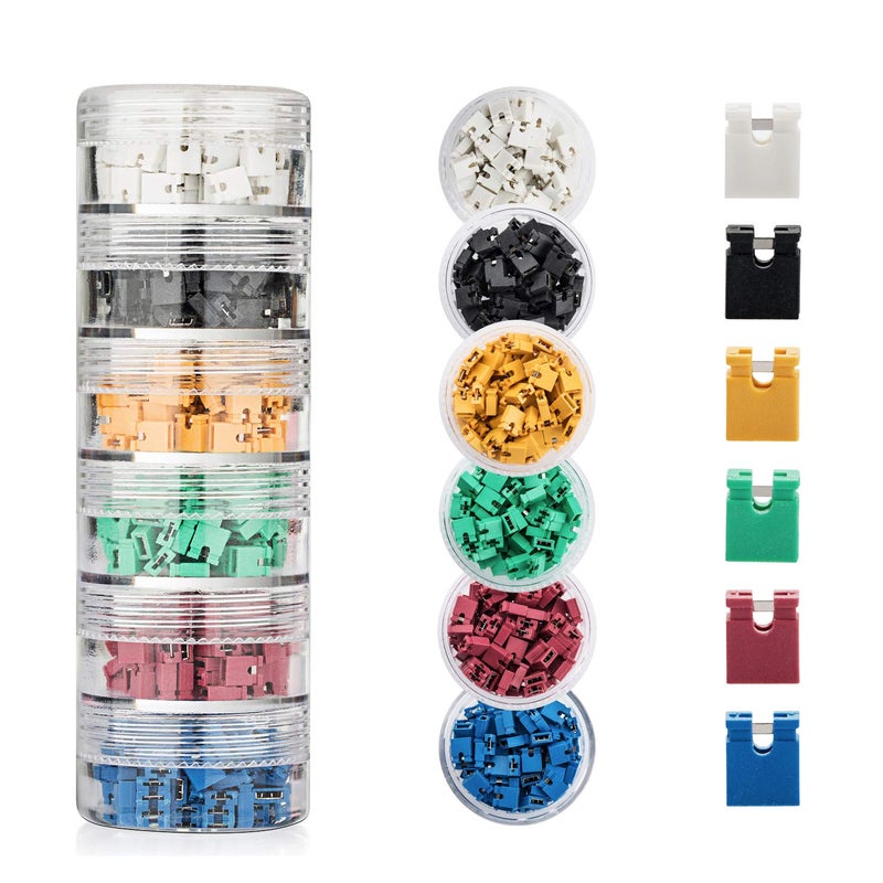 CQRobot 600 Pieces Standard Computer Jumper Caps Header Pin Shunt Short Circuit 2P Connector Open Top 2.54mm. Suitable for Arduino Raspberry Pi PCB PC DVD HDD Motherboard Shorting and Other Items. - Image 1